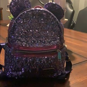 Purple sequined Disney bag